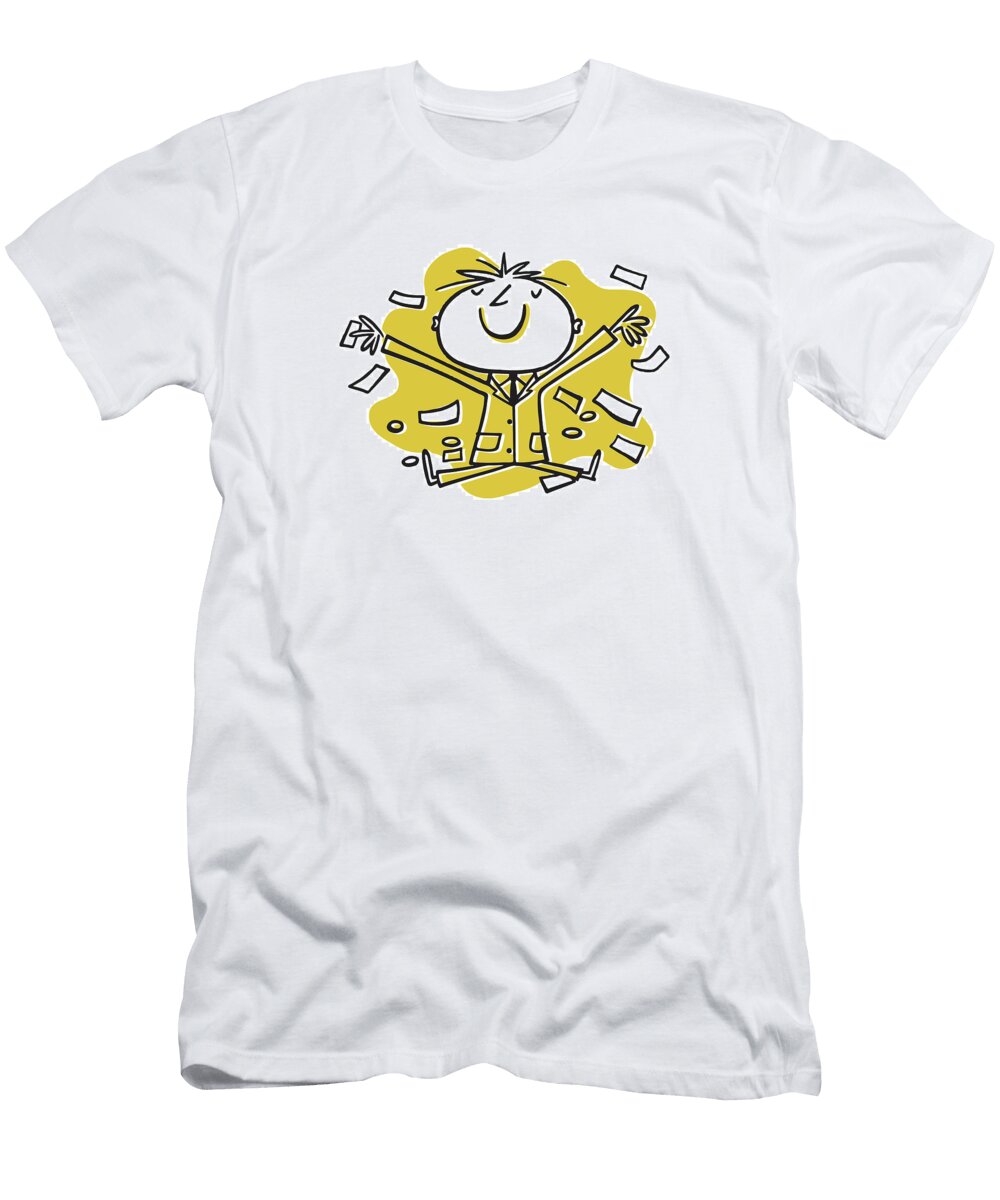 Man in Suit with Money in the Air Csa Images T-Shirt