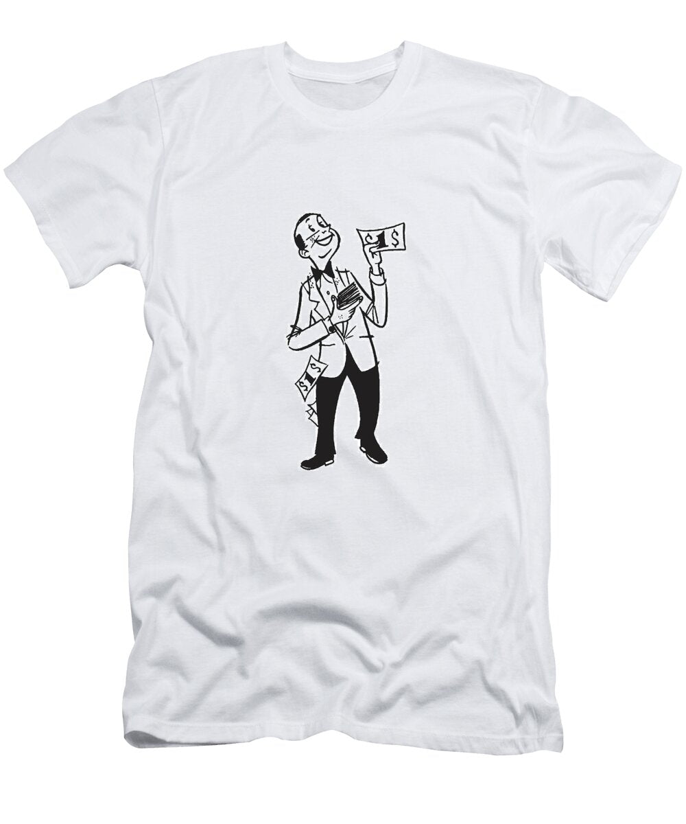 Man in Tuxedo with Many Dollar Bills Csa Images T-Shirt