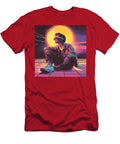 Man in Vr Headset Under Glowing Sun Retro Futuristic Style Audre Trillow T-Shirt