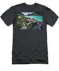 Man Laying Down in a Pile of Climbing Corey Rich T-Shirt