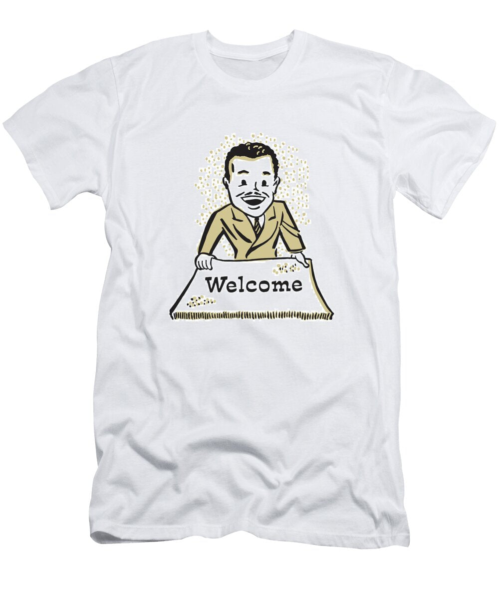Man Laying Down Welcome Mat Csa Images T-Shirt