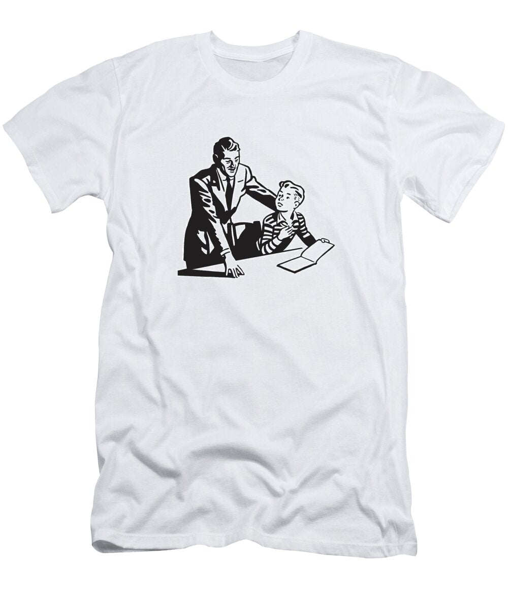 Man Looking At Book with Son Csa Images T-Shirt