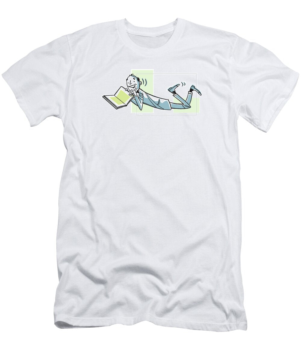 Man Reading on the Floor Csa Images T-Shirt