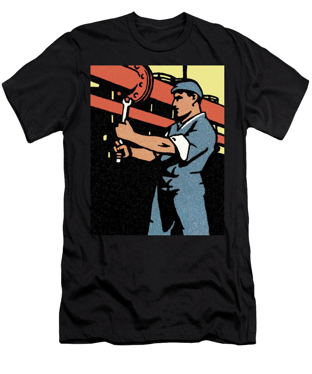 Man Repairing a Pipe Csa Images T-Shirt