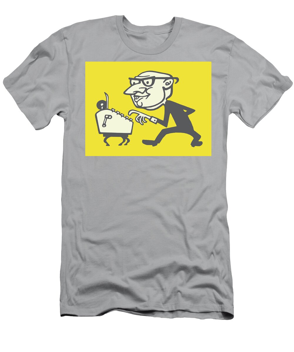 Man Using Adding Machine Csa Images T-Shirt