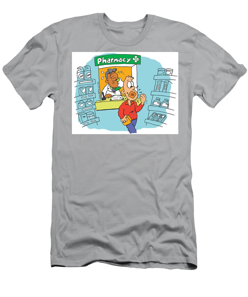 Man Using Nicotine Patch Incorrectly Chris Altham T-Shirt