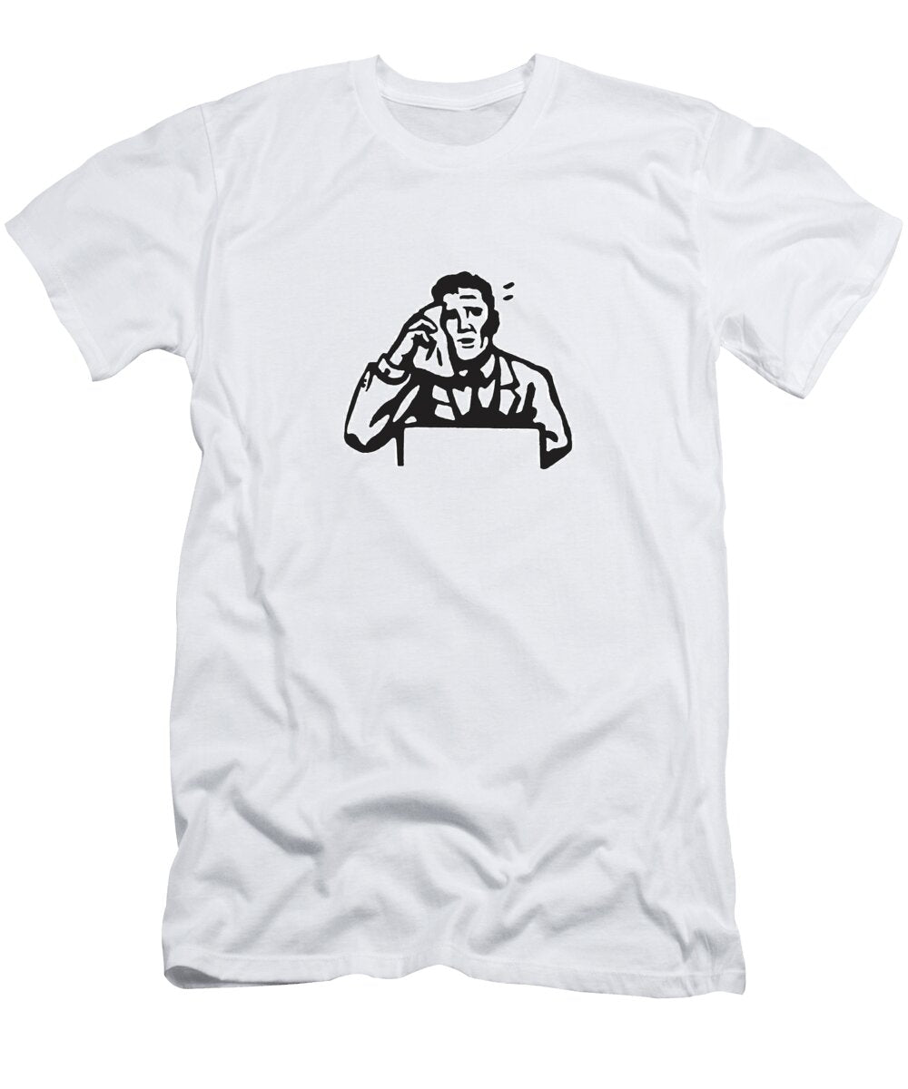 Man Wiping His Brow At Desk Csa Images T-Shirt