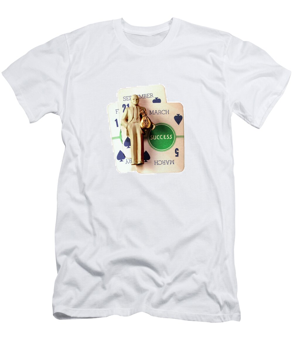 Man with Money Bag and Cards Csa Images T-Shirt