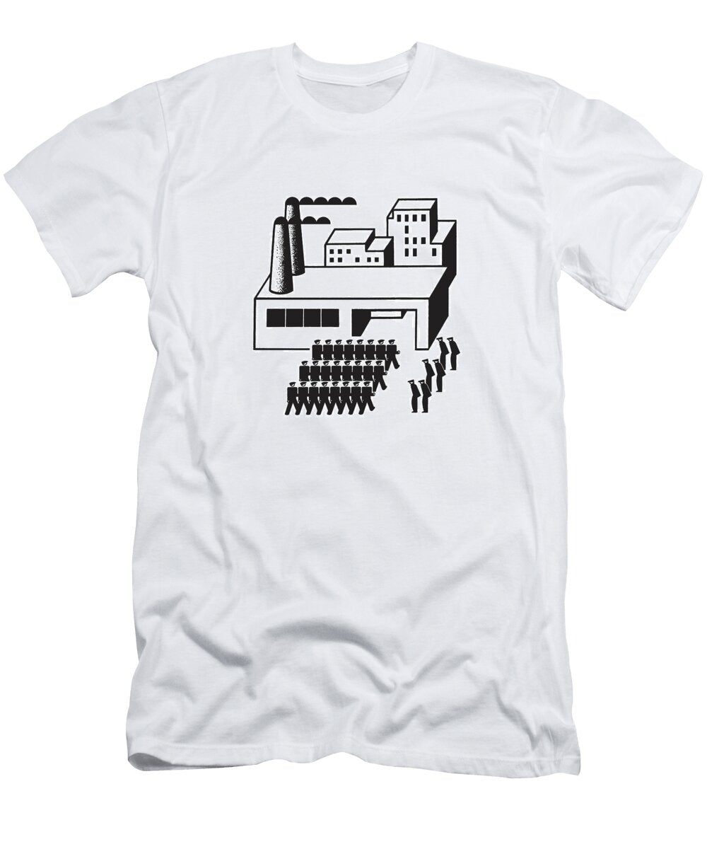 Marching Workers in Front of Factory Csa Images T-Shirt