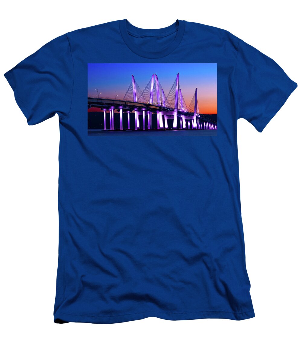 Mario Cuomo Bridge Illuminated At Dusk Jerry Fornarotto T-Shirt