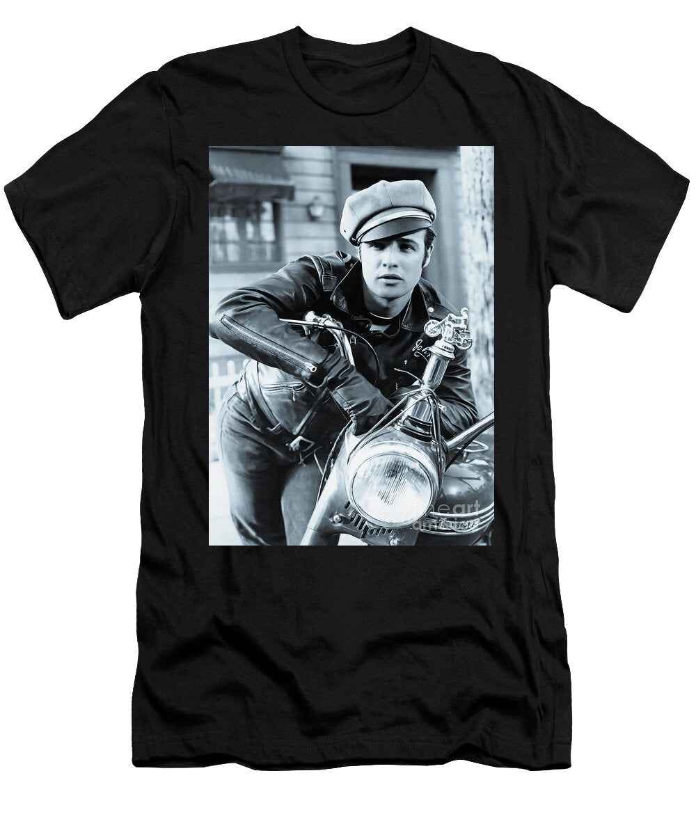 Marlon Brando the Wild One Silver Print Kultur Arts Studios T-Shirt