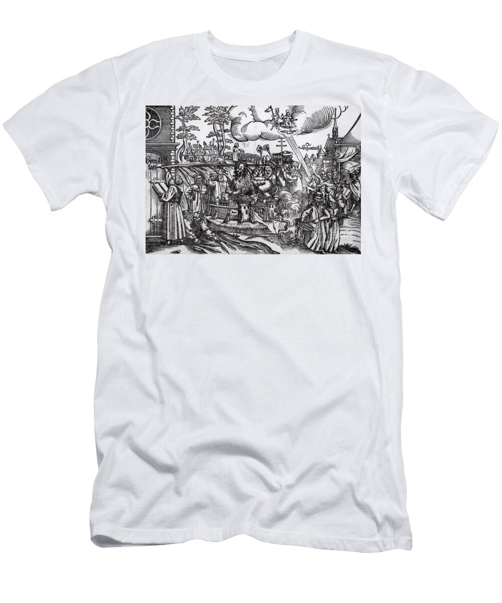 Martin Luther 1483 1546 Writing on the Church Door At Wittenberg in 1517 German School T-Shirt
