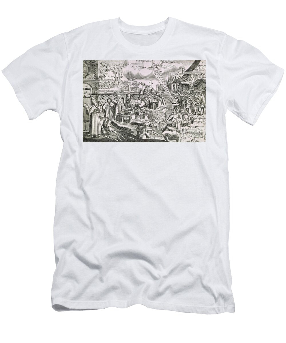 Martin Luther 1483 1546 Writing on the Church Door At Wittenberg in 1517 Swiss School T-Shirt