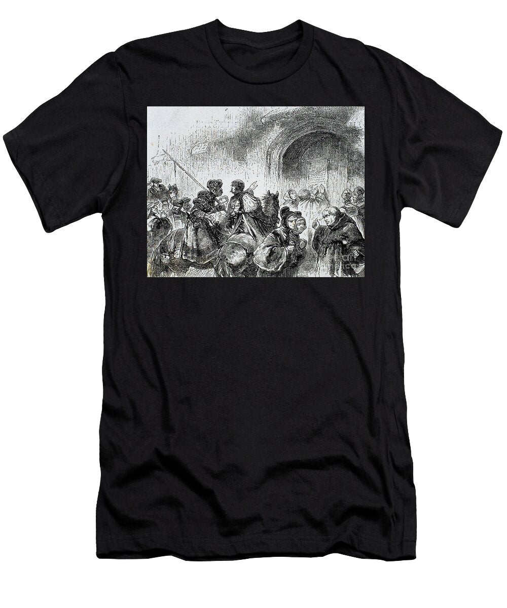 Martin Luther Nailed to the Door of Wittenberg Castle Church the 95 Theses on the Power and Efficacy of Indulgences Unknown Artist T-Shirt