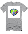 Mechanic Cradling Pipe Wrench Crest Cartoon Aloysius Patrimonio T-Shirt