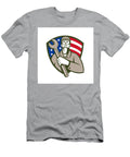 Mechanic Holding Wrench USA Flag Shield Retro Aloysius Patrimonio T-Shirt
