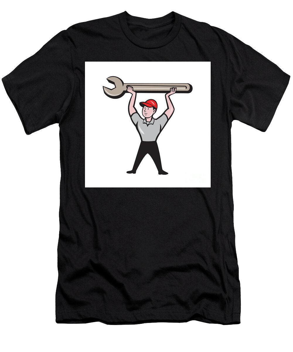 Mechanic Lifting Wrench Isolated Cartoon Aloysius Patrimonio T-Shirt