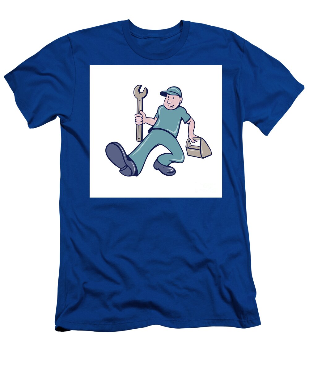 Mechanic Spanner Foot Forward Cartoon Aloysius Patrimonio T-Shirt