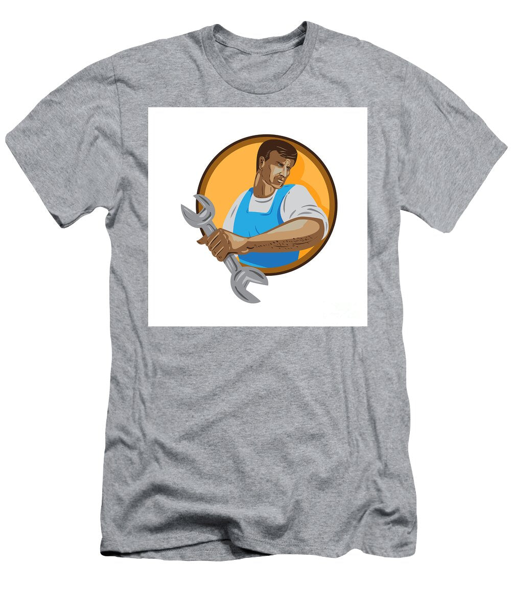 Mechanic Worker Holding Spanner Circle Wpa Aloysius Patrimonio T-Shirt