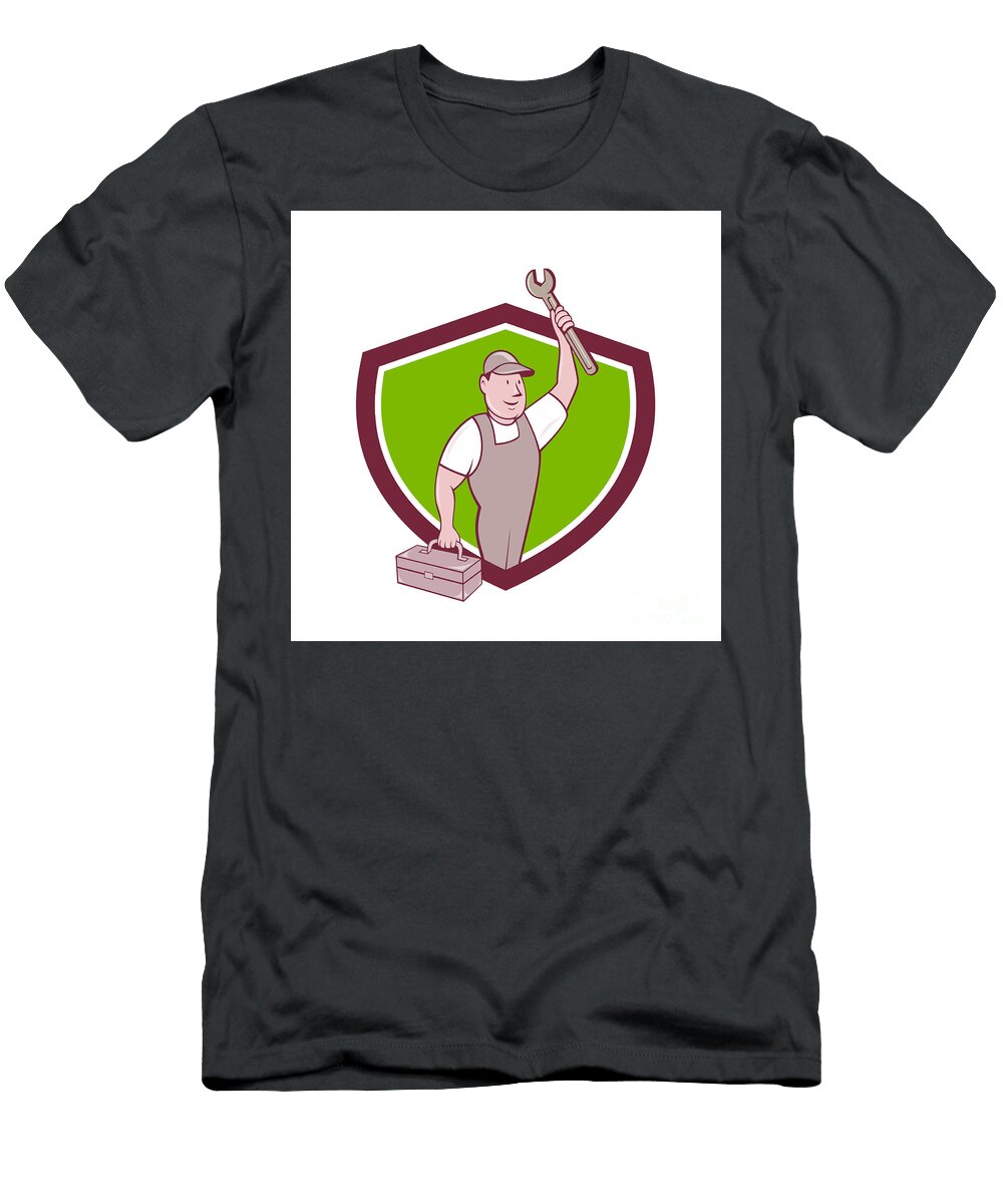 Mechanic Wrench Toolbox Crest Cartoon Aloysius Patrimonio T-Shirt