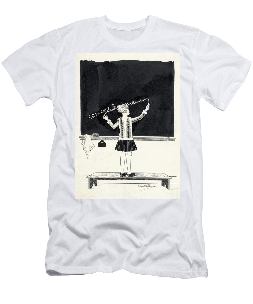 Meisje Schrijft Nieuwjaarswens Op Schoolbord Adrie Vurtheim T-Shirt