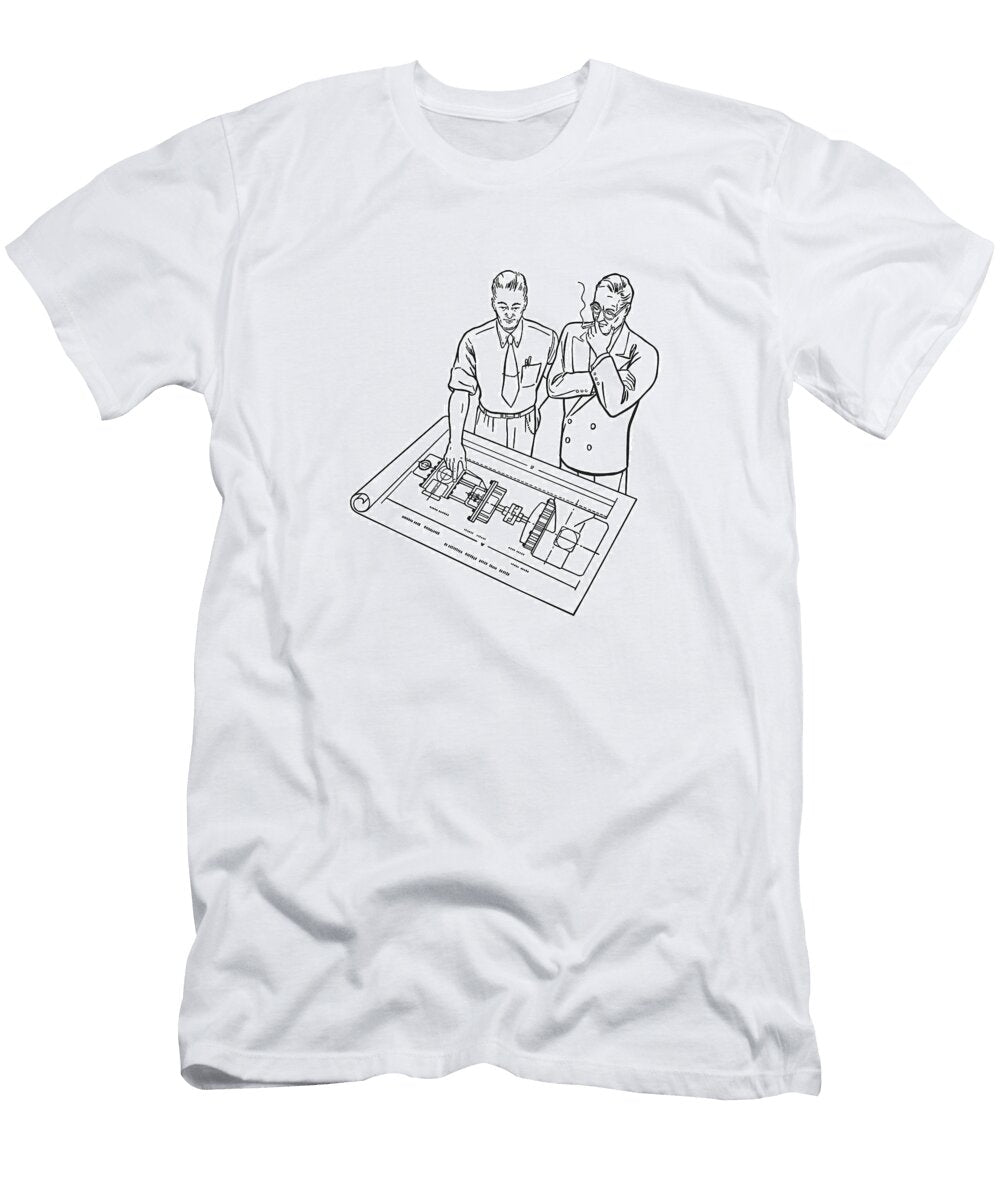 Men Looking At Blueprints Csa Images T-Shirt