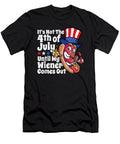 Mens Funny 4th of July Hot Dog Wiener Comes Out Adult Humor Gift 1 T-Shirt