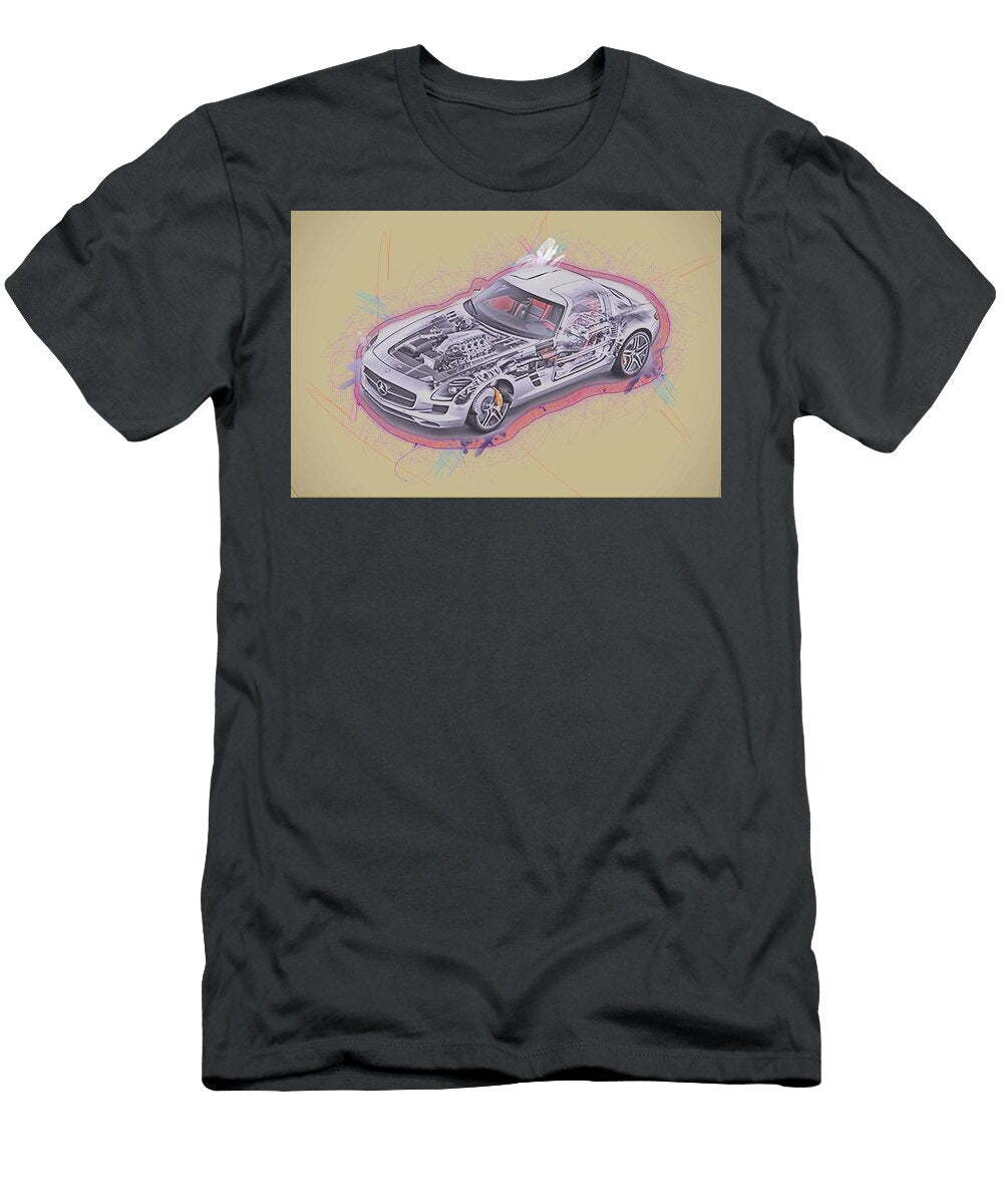 Mercedes Benz Sls Amg 2017 Sport Leicht Super C197 Supercar Car Diagram in Section Engine Gearbox Wheel Drive Ola Kunde T-Shirt