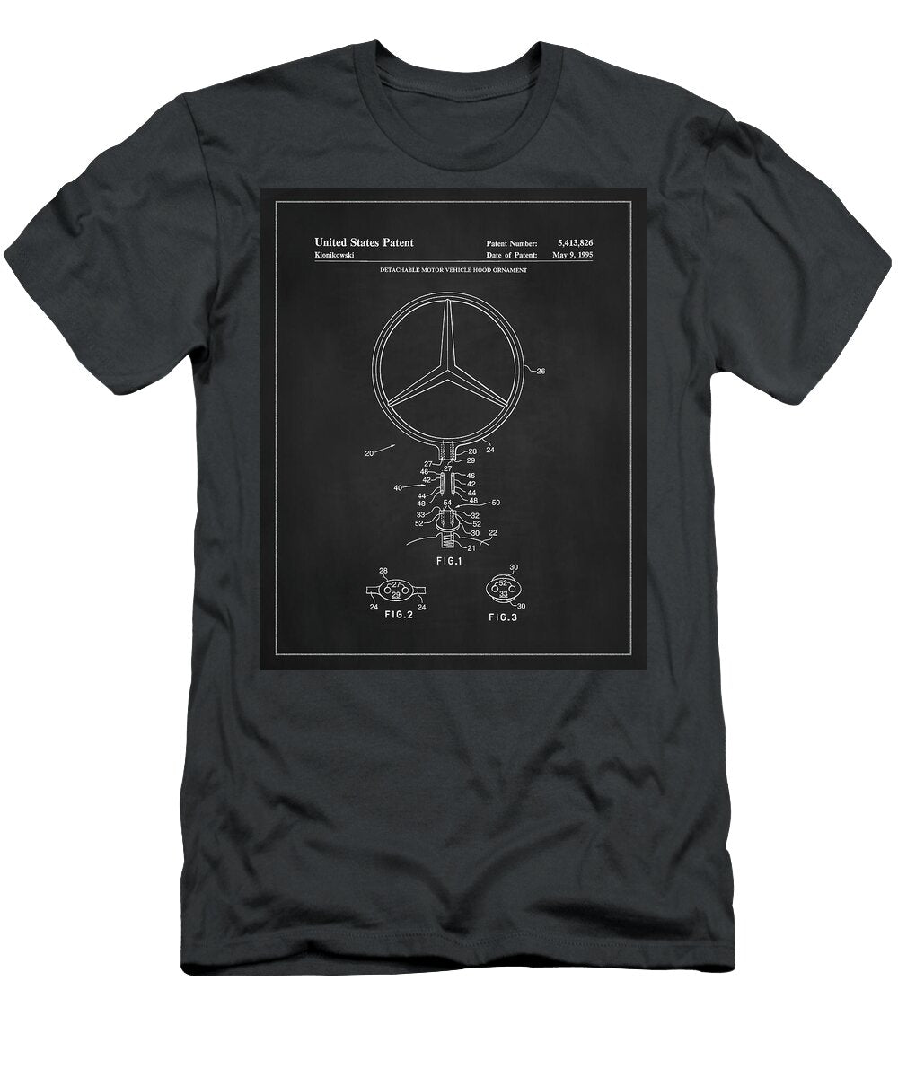 Mercedes Benz Star Hood Ornament Patent Drawing Dale Kincaid T-Shirt