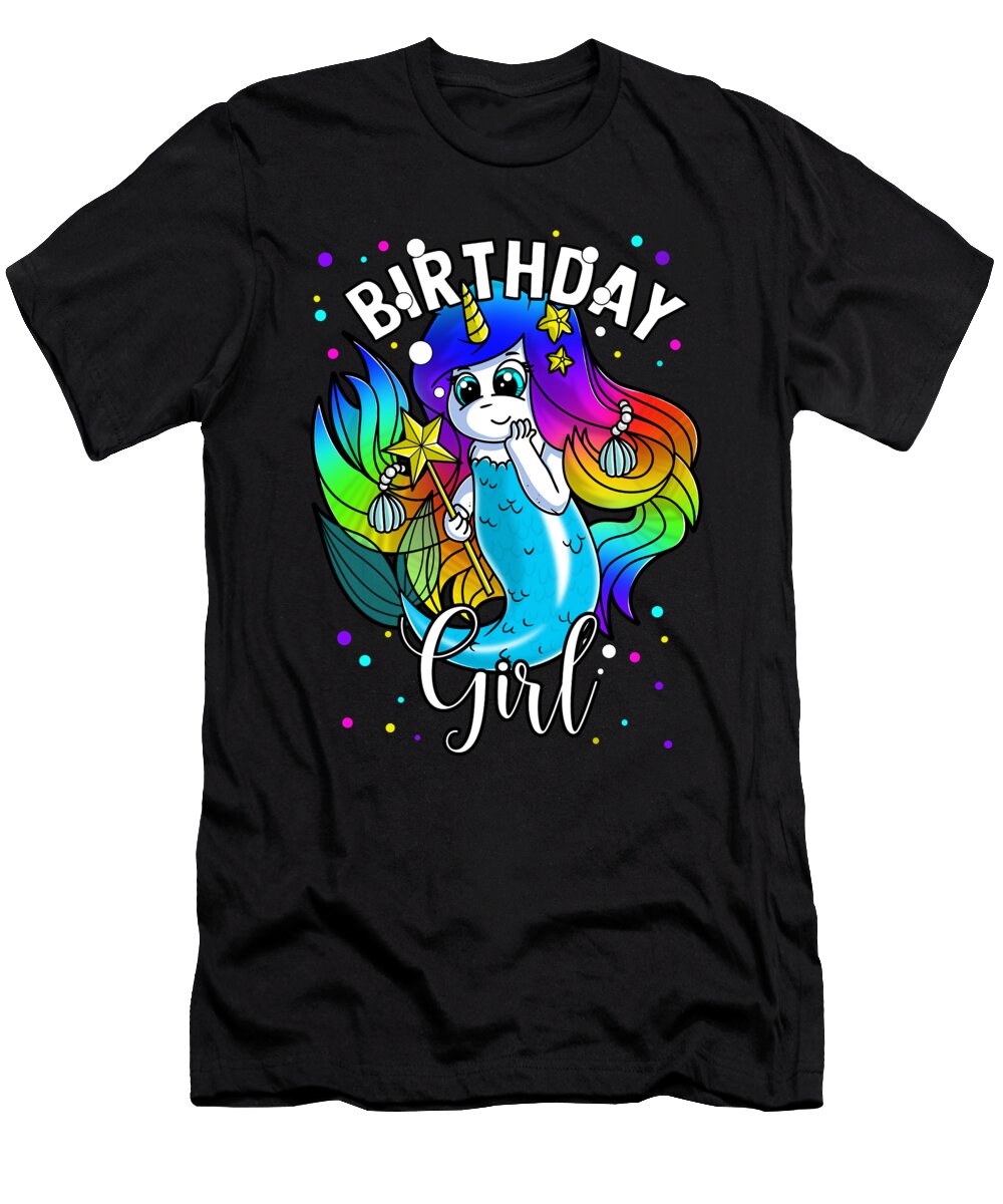 Mermicorn Birthday Girl for Mermaid Unicorn Lovers Gift Design Sel Mermaid T-Shirt