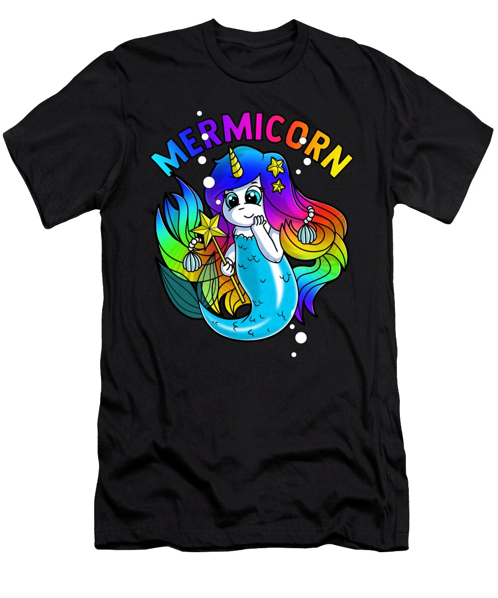 Mermicorn Mermaid Unicorn Magical Rainbow Creature Graphic Sel Mermaid T-Shirt