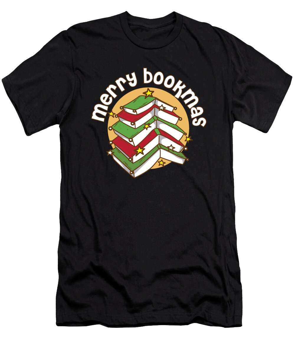 Merry Bookmas Bookworm Christmas Tree Book Lover Costume Maximus Designs T-Shirt
