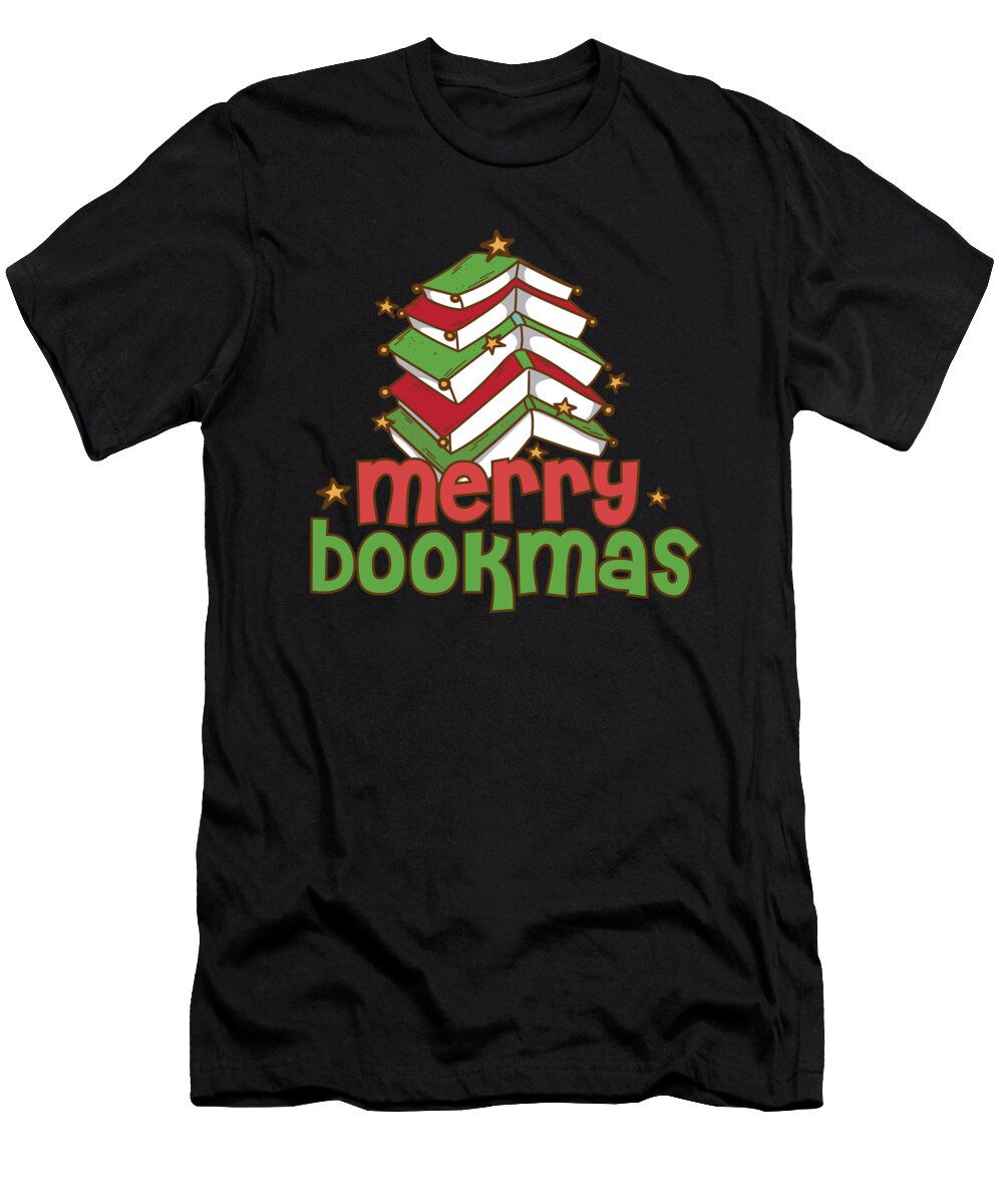 Merry Bookmas Bookworm Christmas Tree Introvert Xmas Costume Maximus Designs T-Shirt