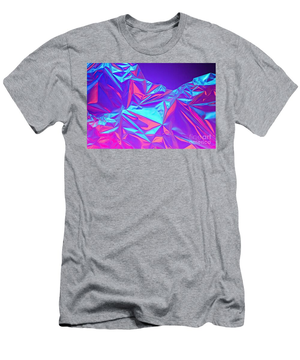 Metallic Holographic Background 80s Futurism 2019 Synthwave 1980 Colored 80s Background Style Retro Abstract Webpunk Style Modern Abstract Retrowave Blue Vaporwave Blu Holographic Bright Foil 90s N Akkash T-Shirt