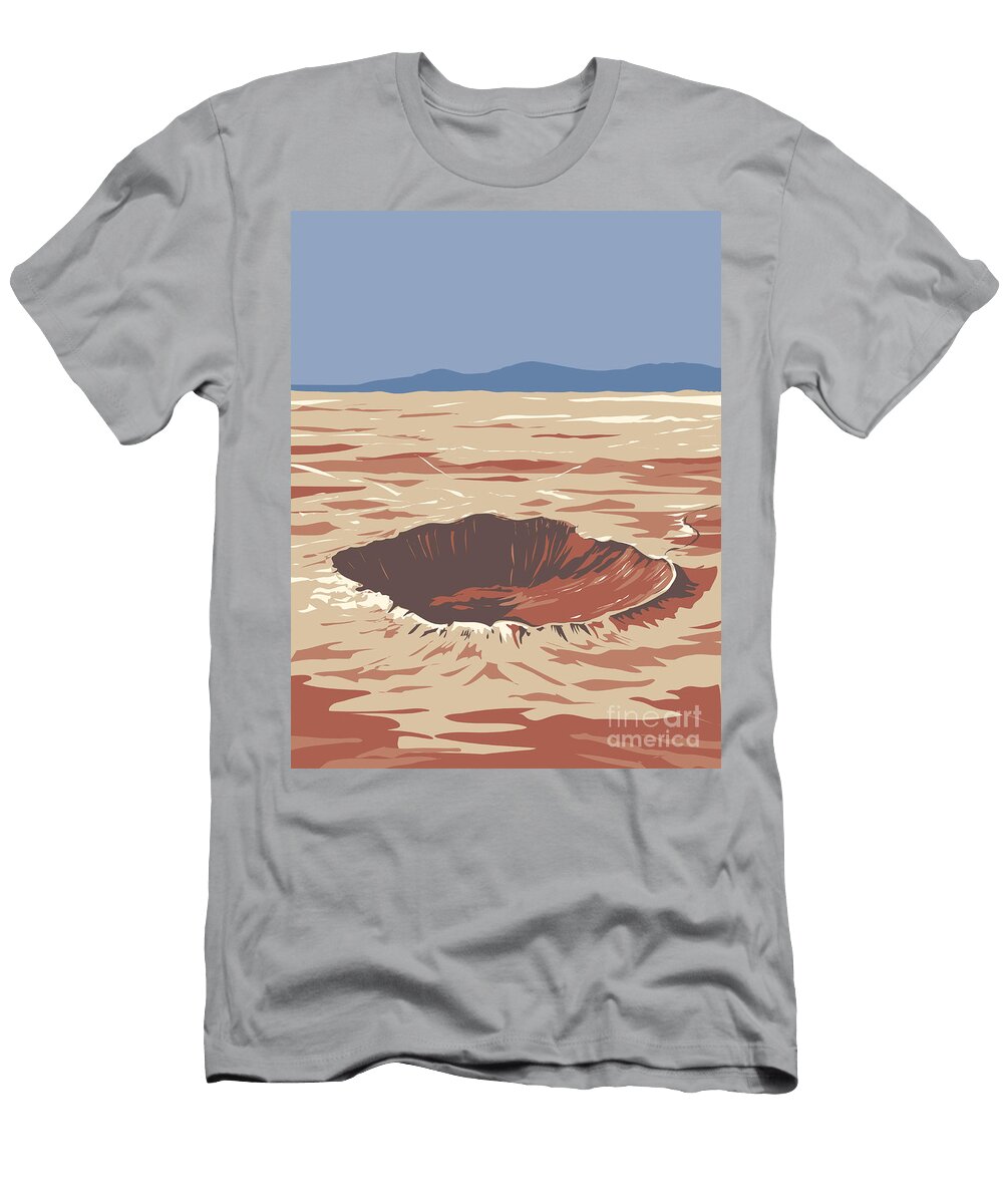 Meteor Crater or Barringer Crater Coconino County Northern Arizona USA Wpa Art Poster Aloysius Patrimonio T-Shirt