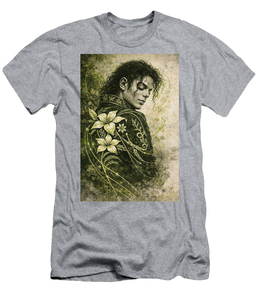 Michael Jackson Floral Tribute Soft Grey Green Tones Museum of Exquisities T-Shirt