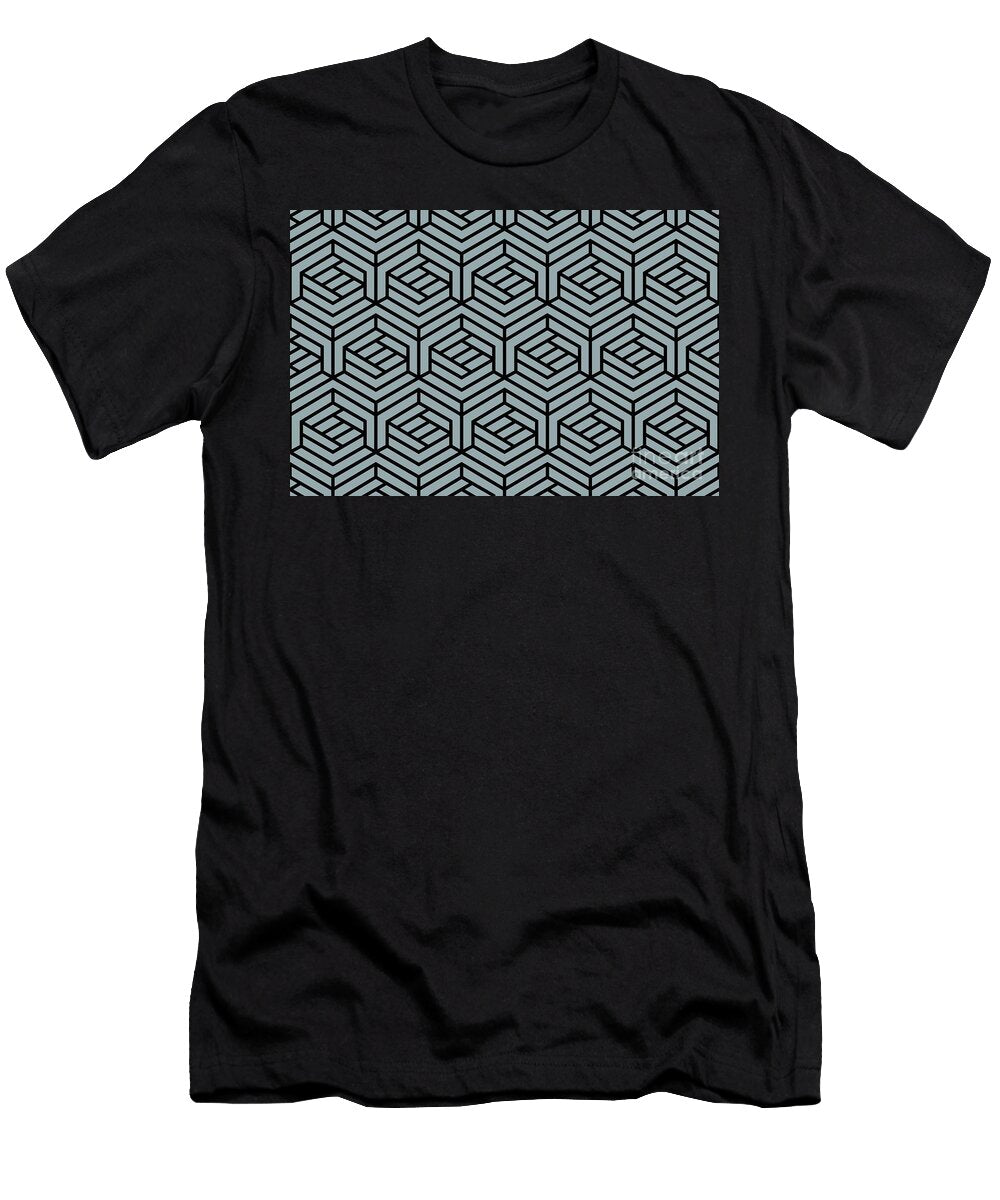Mid Tone Blue and Black Cube Shape Pattern Petite Pattern Minimal Graphic Designs T-Shirt