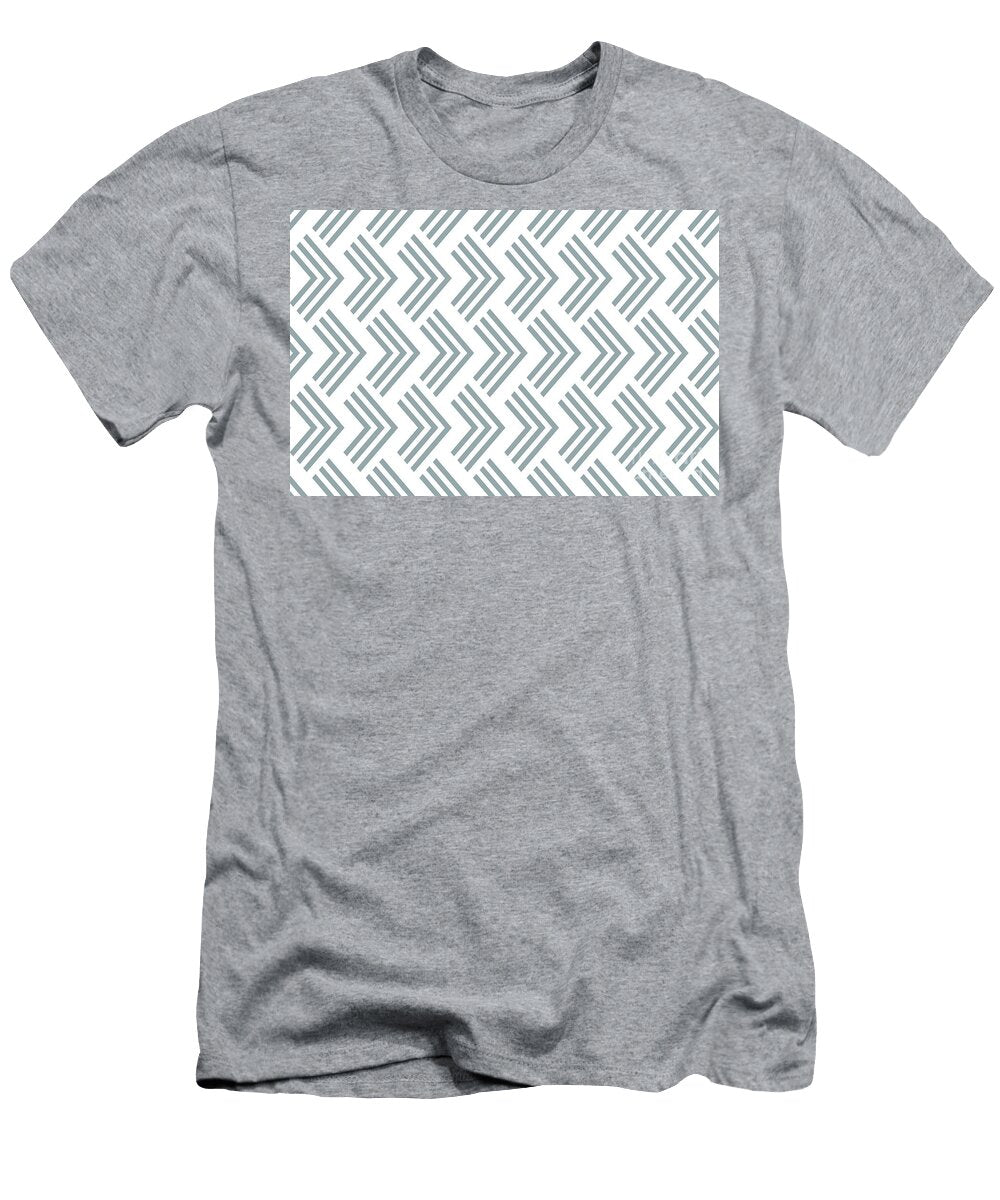 Mid Tone Blue and White Chevron Rhombus Pattern Petite Pattern Minimal Graphic Designs T-Shirt