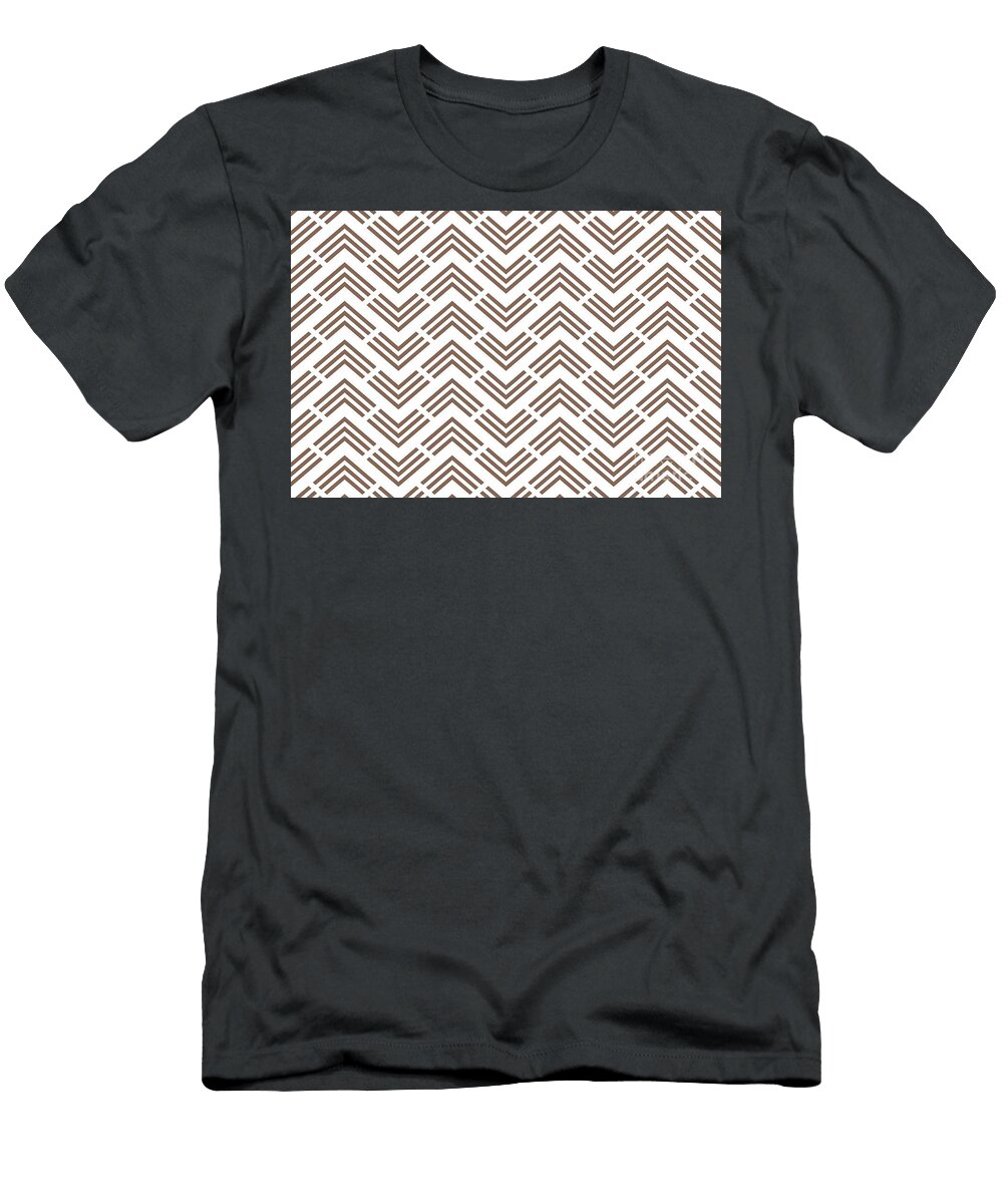 Mid Tone Brown and White Chevron Arrow Pattern Petite Pattern Minimal Graphic Designs T-Shirt