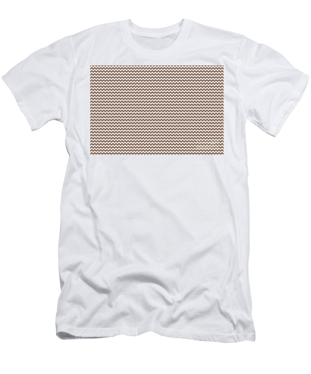 Mid Tone Brown and White Zig Zag Line Pattern Petite Pattern Minimal Graphic Designs T-Shirt