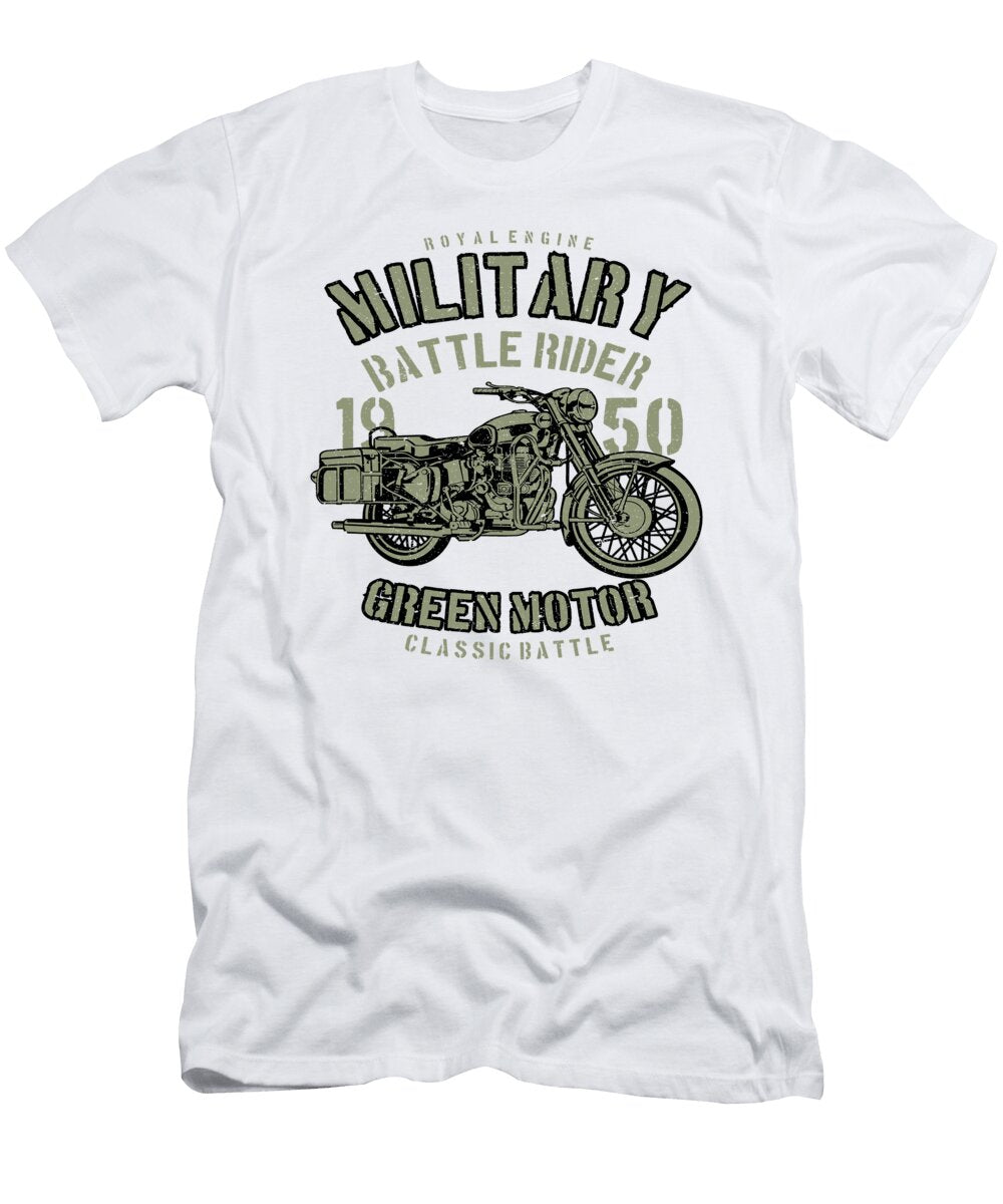 Military Battle Rider Motor Classic Motorcycle Florian Dold Art T-Shirt