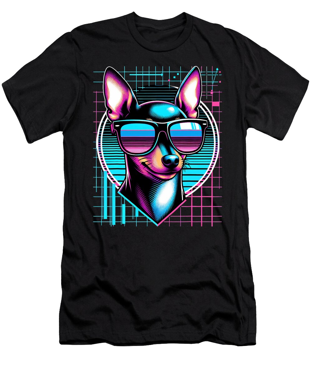 Min Pin Vaporwave Miniature Pinscher Lover Natalie Lidford T-Shirt