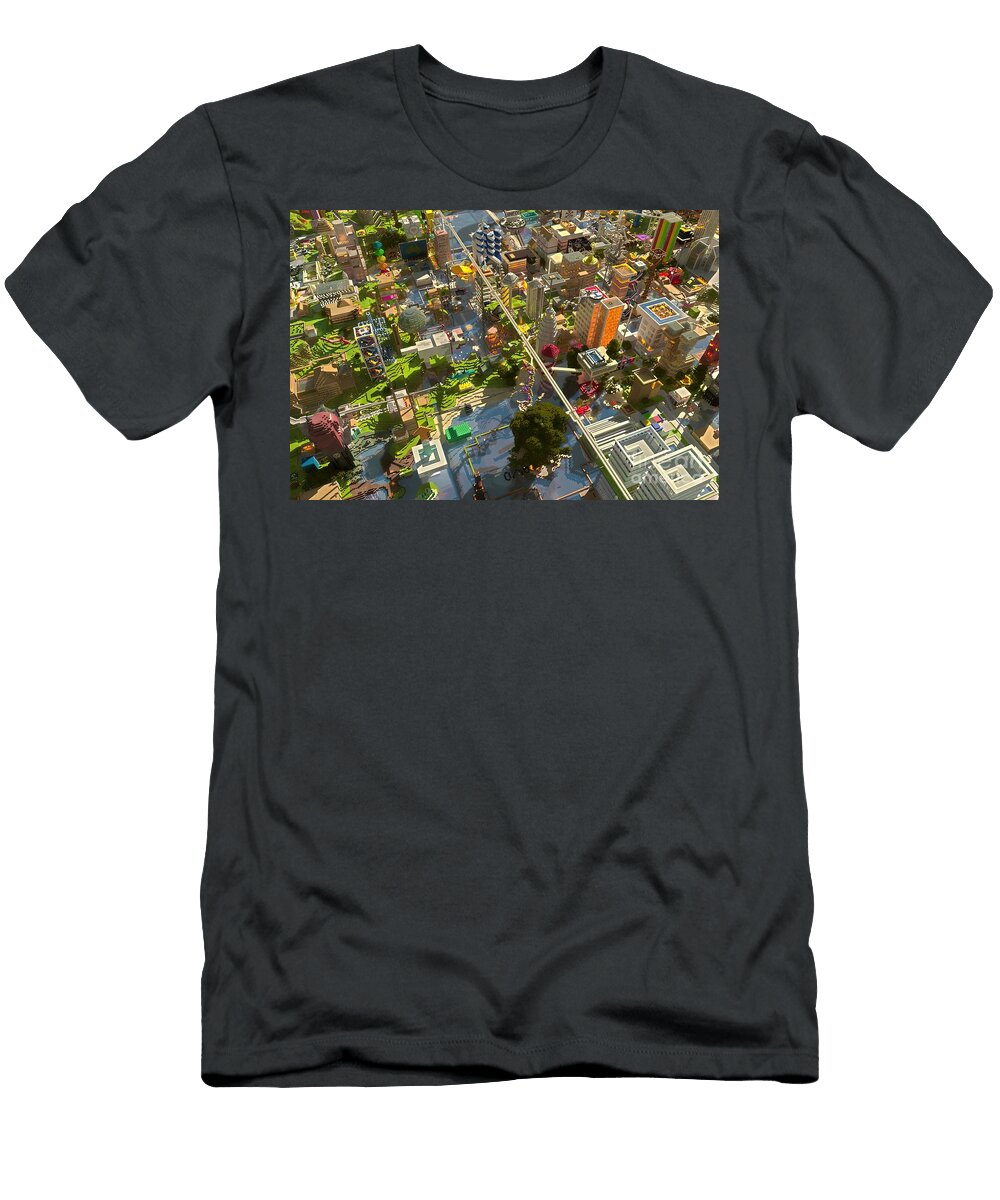 Minecraft City High Resolution Adams Price T-Shirt