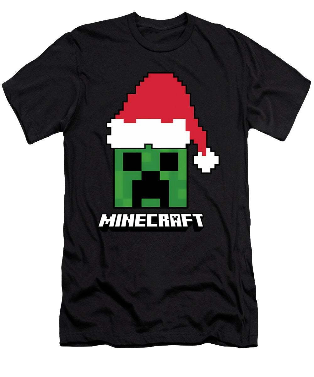 Minecraft Creeper with Santa Hat Vinny Janna T-Shirt