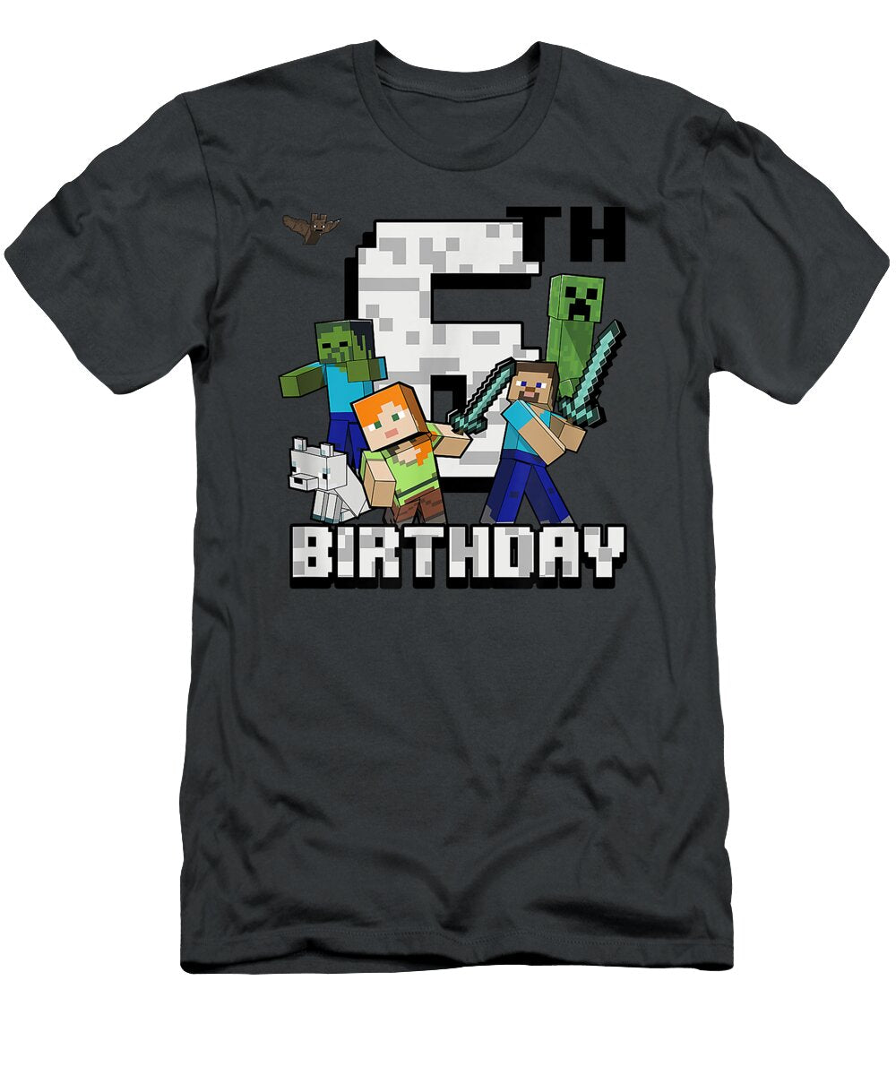 Minecraft Grouphot Happy 6th Birthday Robsan Leena T-Shirt