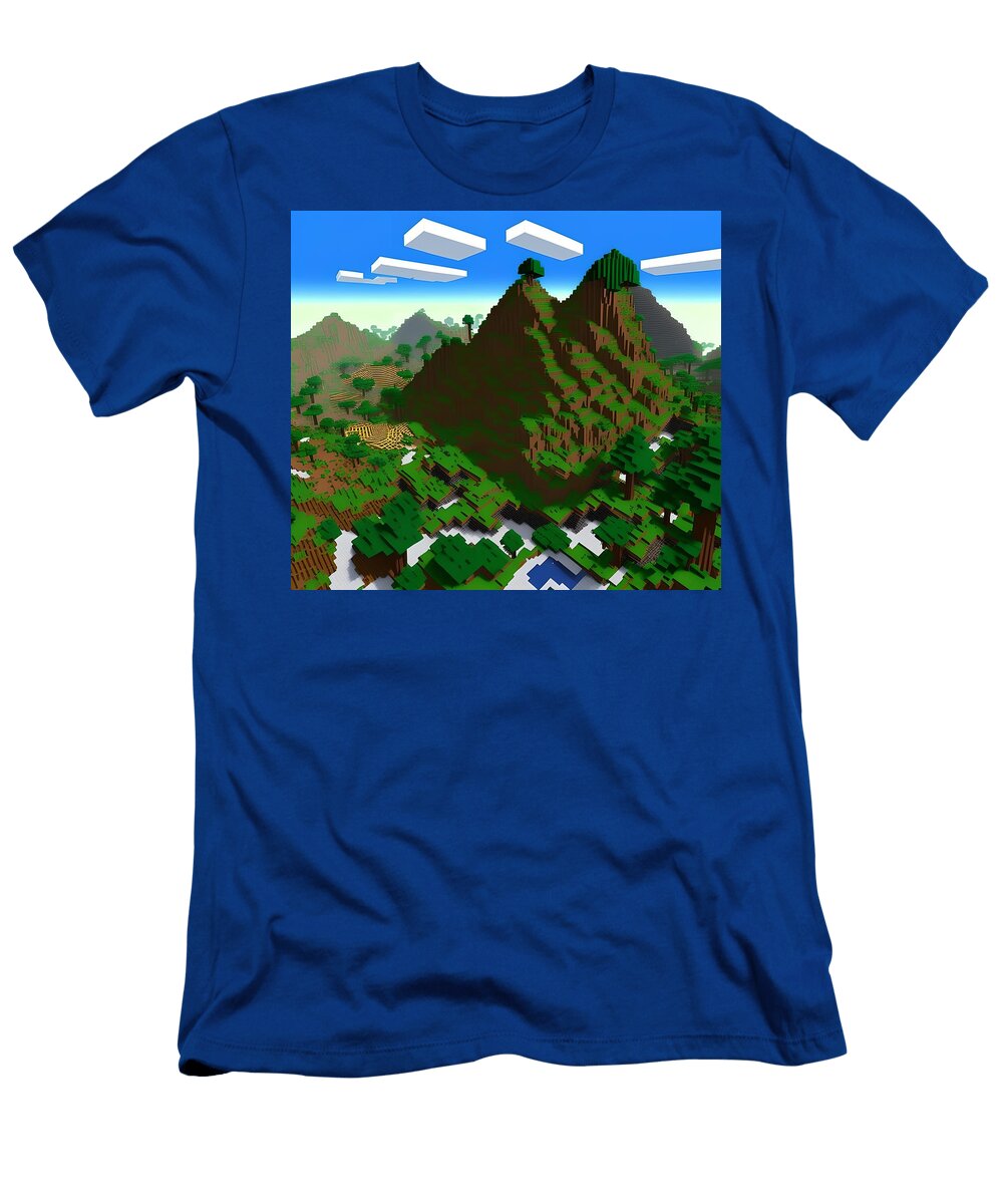 Minecraft Landscape Generative Ai Illustration Miroslav Nemecek T-Shirt