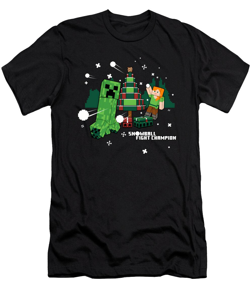 Minecraft Snowball Fight Scene Vinny Janna T-Shirt
