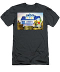 Miniature People Young Couple Standing on Coin Stack in Front of House Concept of Home Equity Mortgage Interest Rates Financial Planning Macro Pablo Avanzini T-Shirt