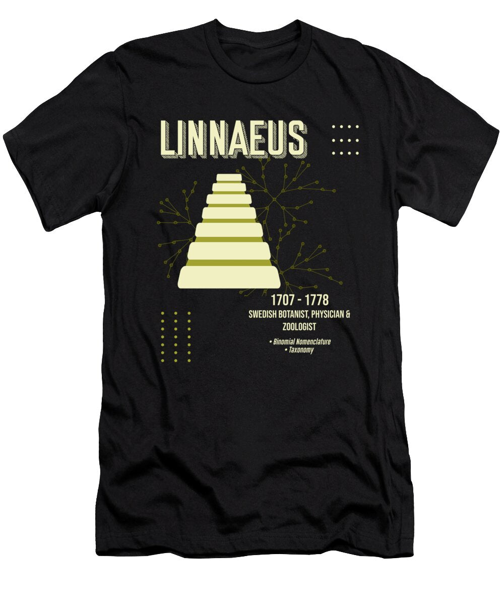 Minimal Science Poster Carl Linnaeus Sewdish Botanist Zoologist Studio Grafiikka T-Shirt