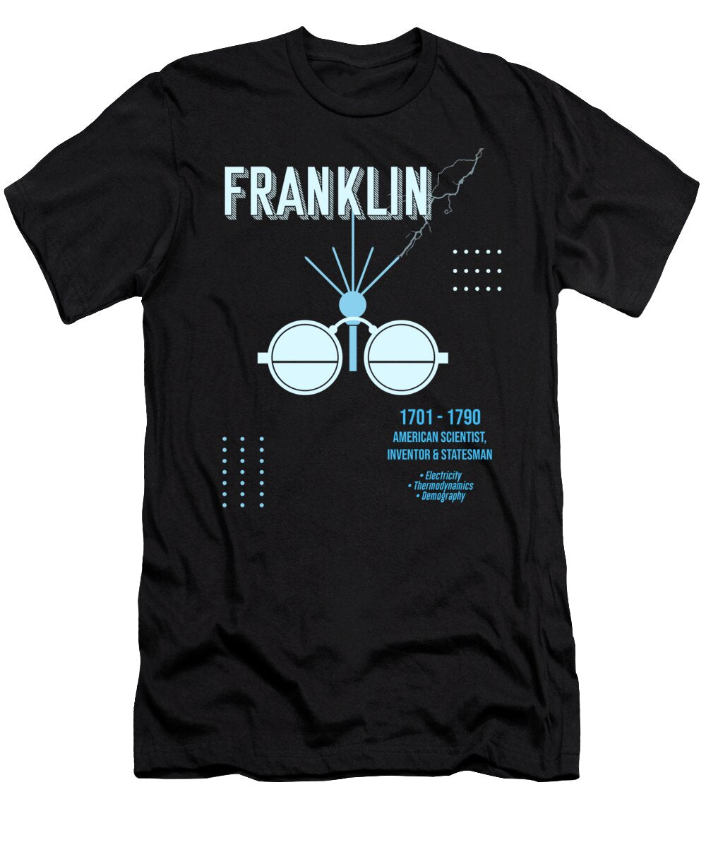 Minimal Science Posters Benjamin Franklin 01 Scientist Inventor Statesman Studio Grafiikka T-Shirt